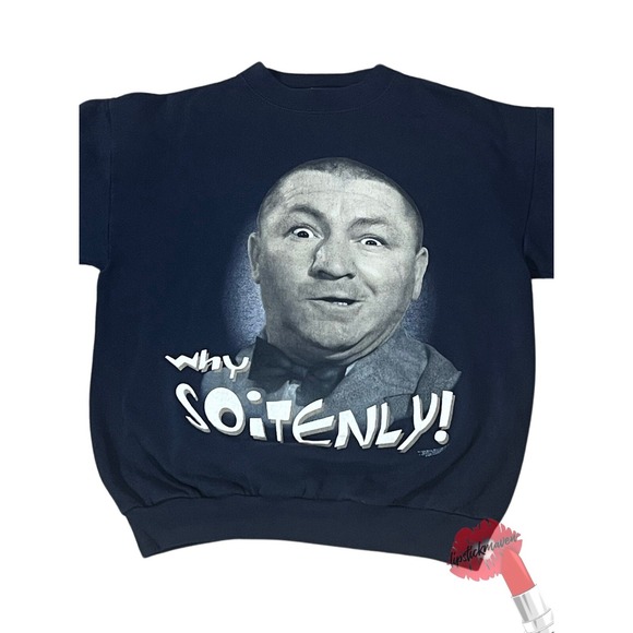 Tultex Other - Vintage 90s Three Stooges CURLY Crewneck Unisex Medium Blue Graphic Print Comedy